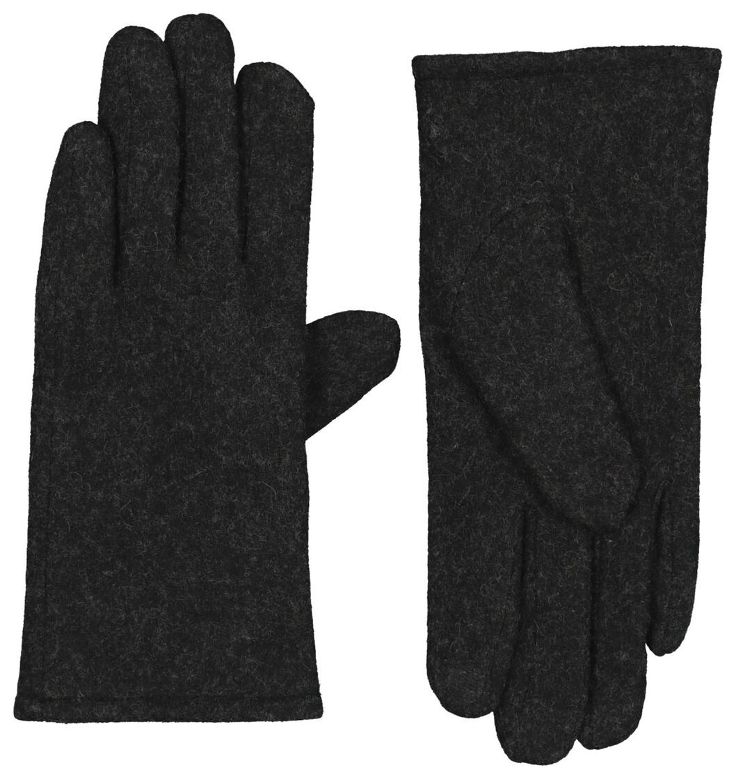 dameshandschoenen wol touchscreen zwart L - 16460658 - HEMA