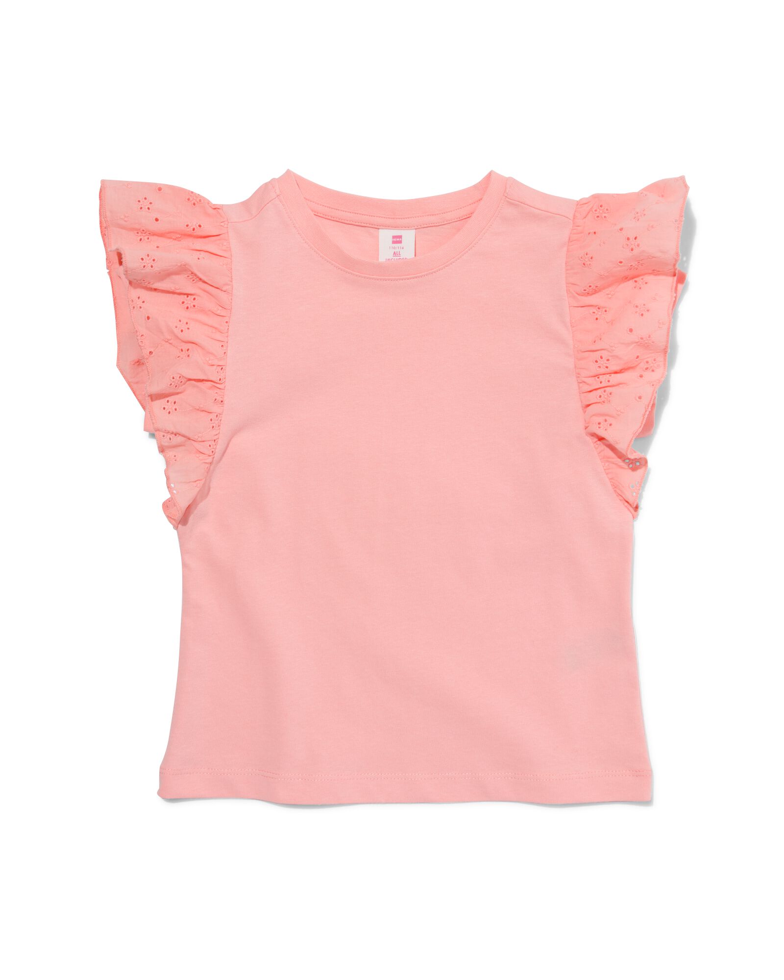 kinder t-shirt met borduur roze - 1000030777 - HEMA