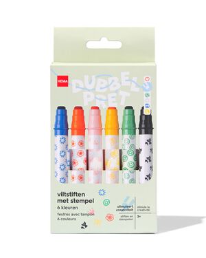 viltstiften met stempel - 6 stuks - 15990196 - HEMA