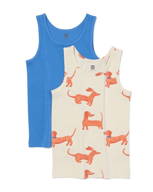 kinderhemden katoen stretch honden - 2 stuks blauw blauw - 19260260BLUE - HEMA