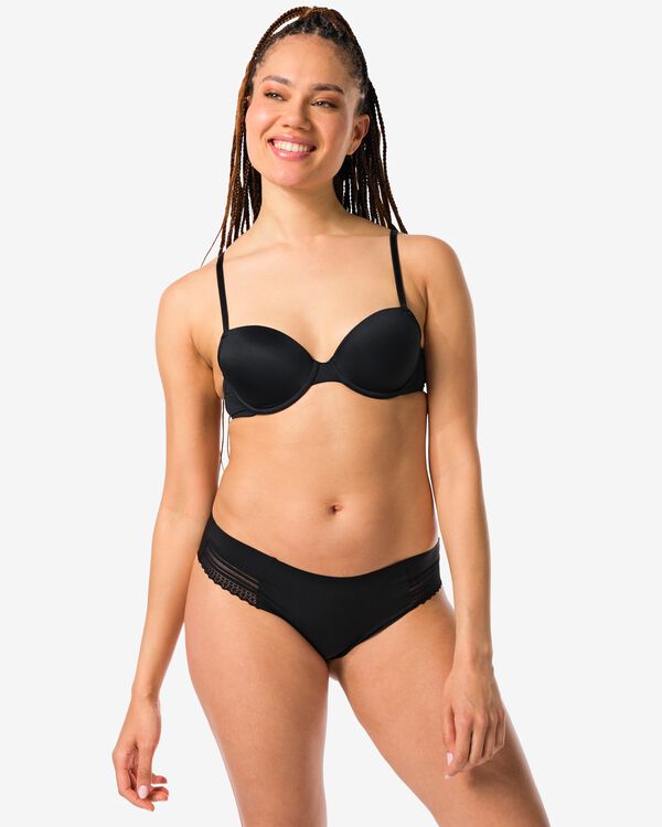 dames brazilian micro met kant zwart zwart - 1000021590 - HEMA