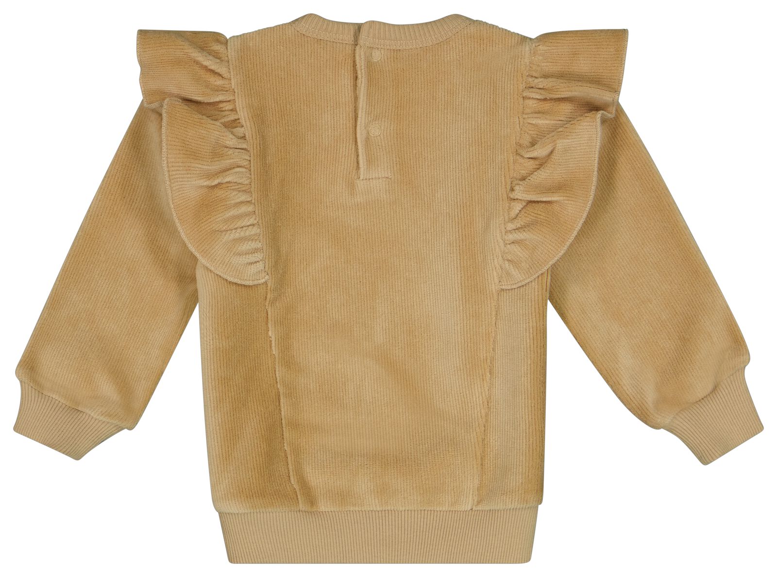 baby sweater velours met ruffle zand - 1000028176 - HEMA