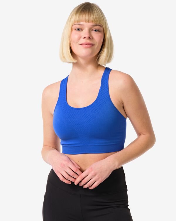 naadloze sporttop medium support felblauw felblauw - 21700125BRIGHTBLUE - HEMA