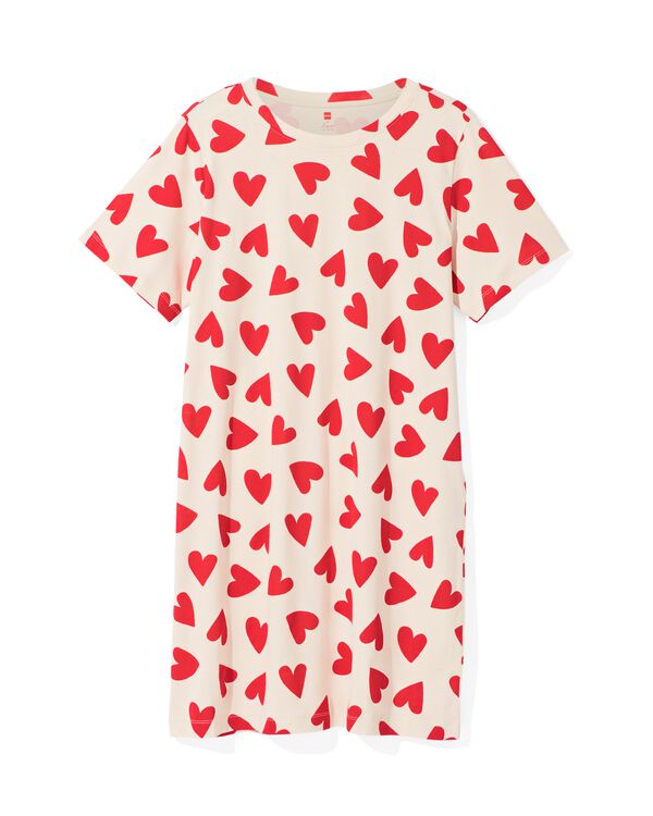 damesnachthemd katoen met hartjes rood rood - 23440080RED - HEMA