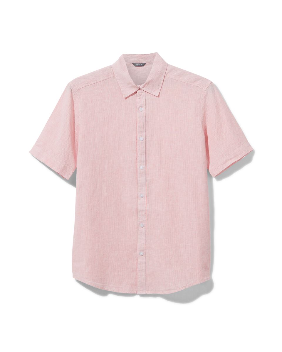 heren overhemd met linnen roze roze - 1000030618 - HEMA