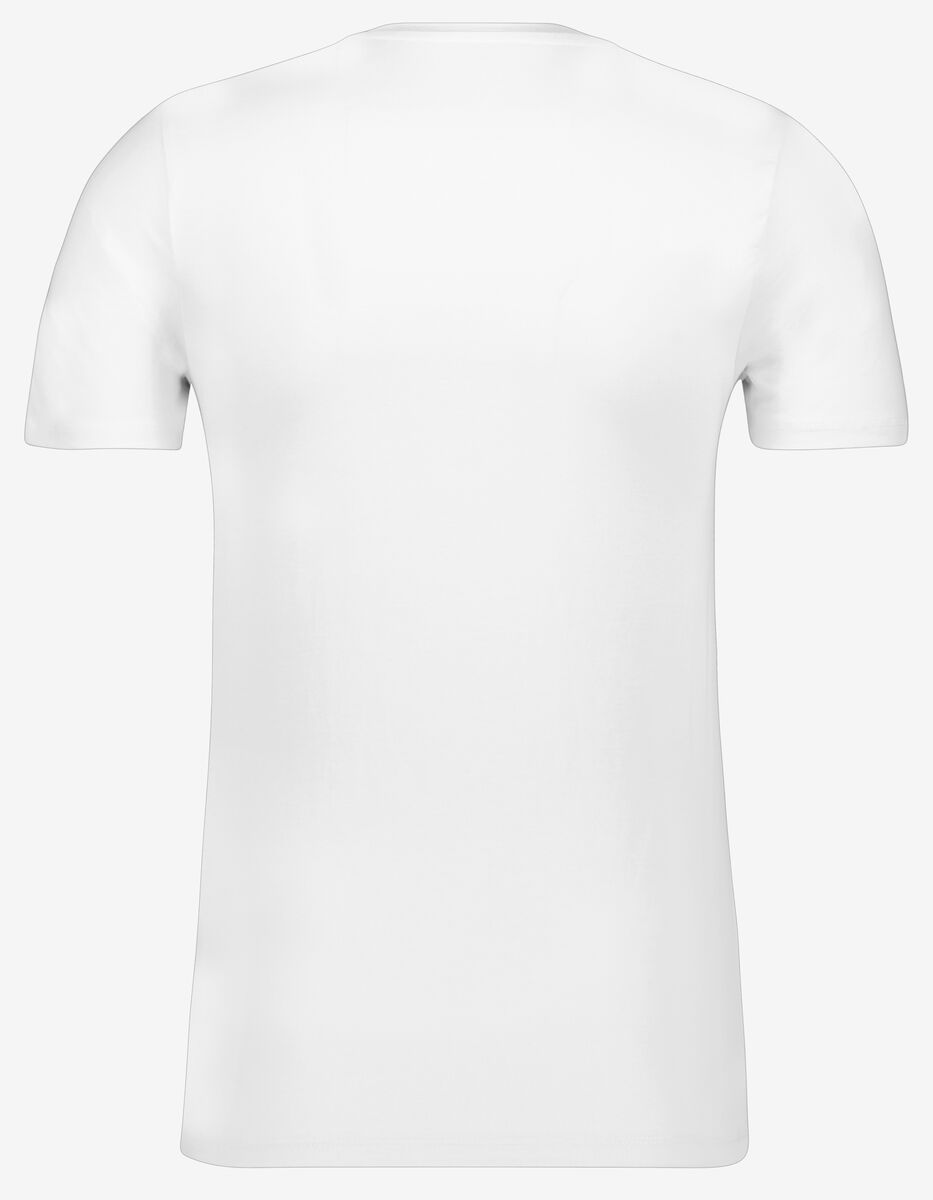 heren t-shirt slim fit o-hals extra lang wit wit - 1000009961 - HEMA