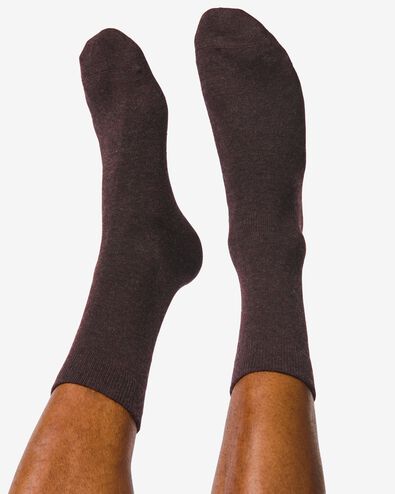heren sokken met wol - 2 paar donkerbruin 39/42 - 4130826 - HEMA