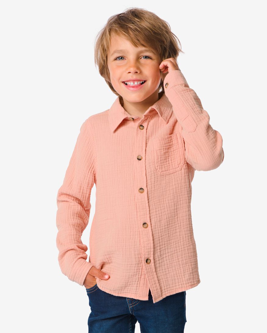 kinder overhemd mousseline roze - 1000032251 - HEMA