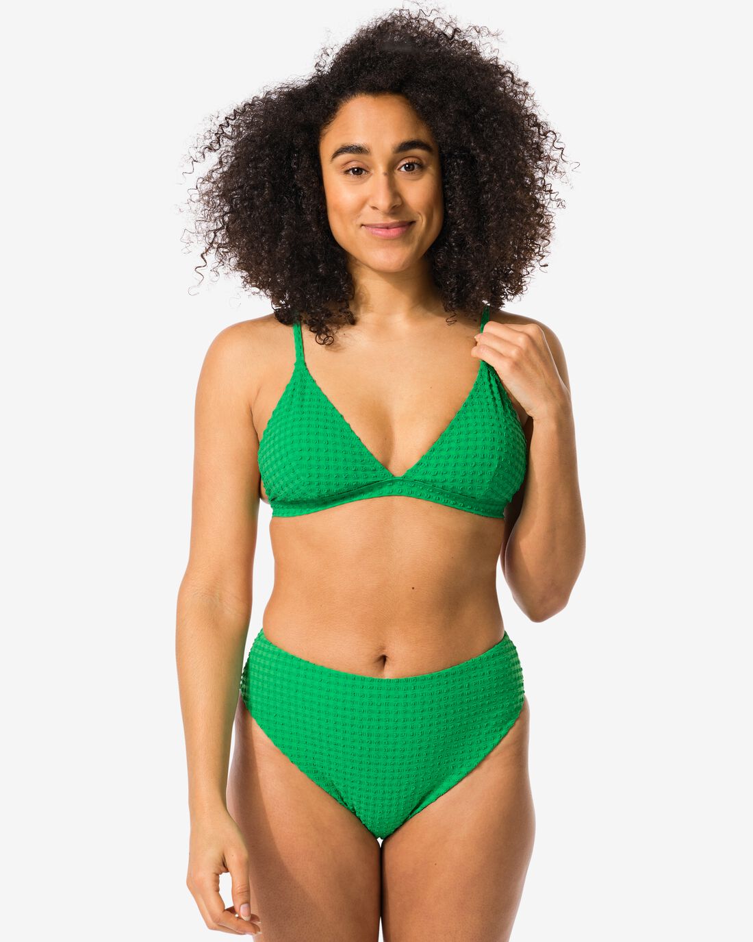 HEMA Dames Bikinibroekje Hoge Taille Groen (groen)