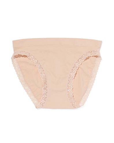 damesslip naadloos micro met kant lichtroze S - 19660741 - HEMA