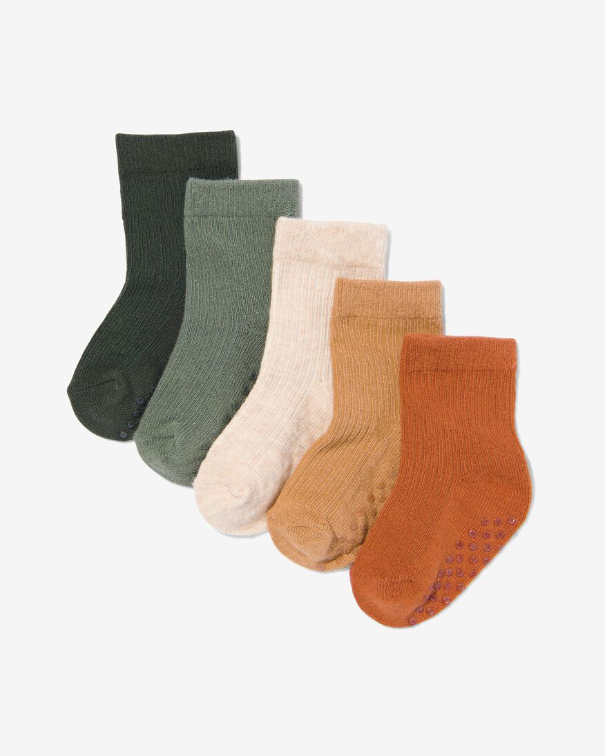 baby sokken met katoen - 5 paar bruin bruin - 4790010BROWN - HEMA