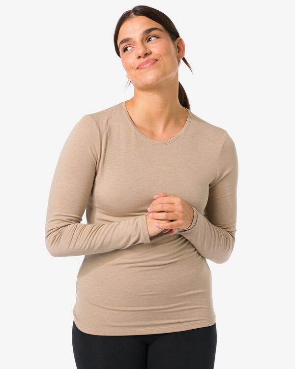 dames thermoshirt beige beige - 36364070BEIGE - HEMA