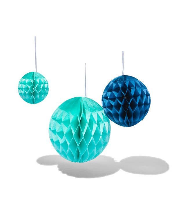 honeycombs bal blauw groen - 3 stuks - 14230226 - HEMA