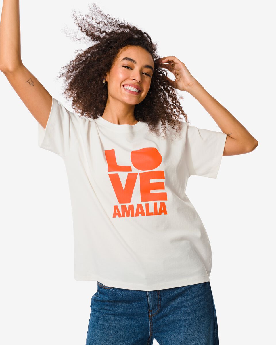 Bezienswaardigheden bekijken Bezem Kennis maken Koningsdag t-shirt Amalia wit - HEMA