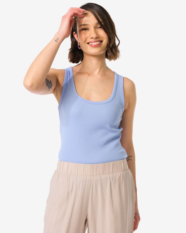dames tanktop Anouk rib blauw blauw - 36340085BLUE - HEMA