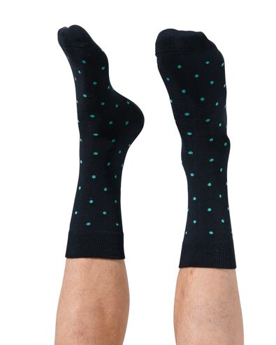 heren sokken met katoen stippen - 5 paar donkerblauw 39/42 - 4131831 - HEMA