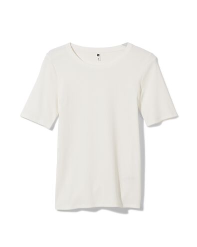 dames t-shirt Clara rib wit XL - 36259254 - HEMA