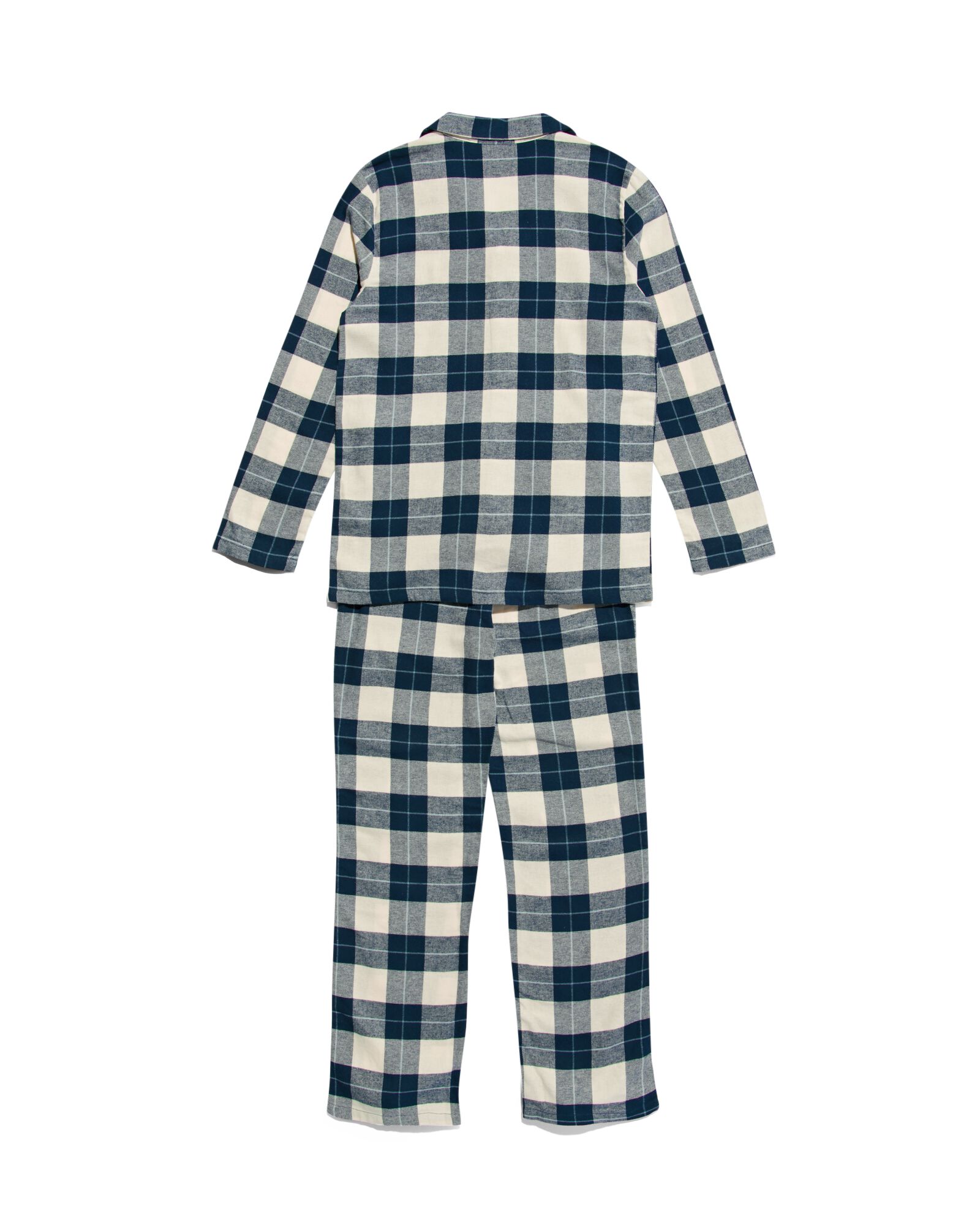 kinder pyjama flanel met ruiten donkerblauw 134/140 - 23080481 - HEMA
