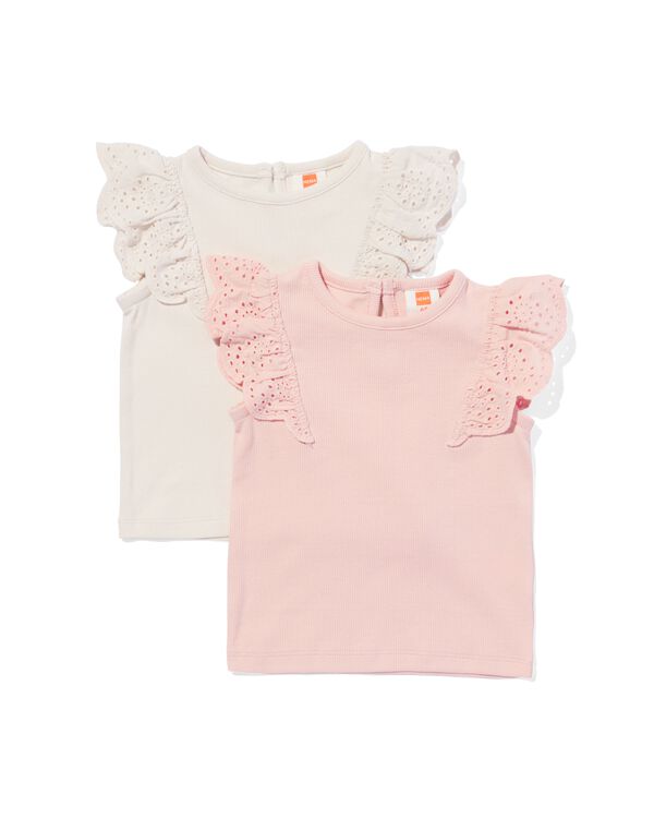 baby T-shirts rib - 2 stuks lichtroze lichtroze - 33009970LIGHTPINK - HEMA