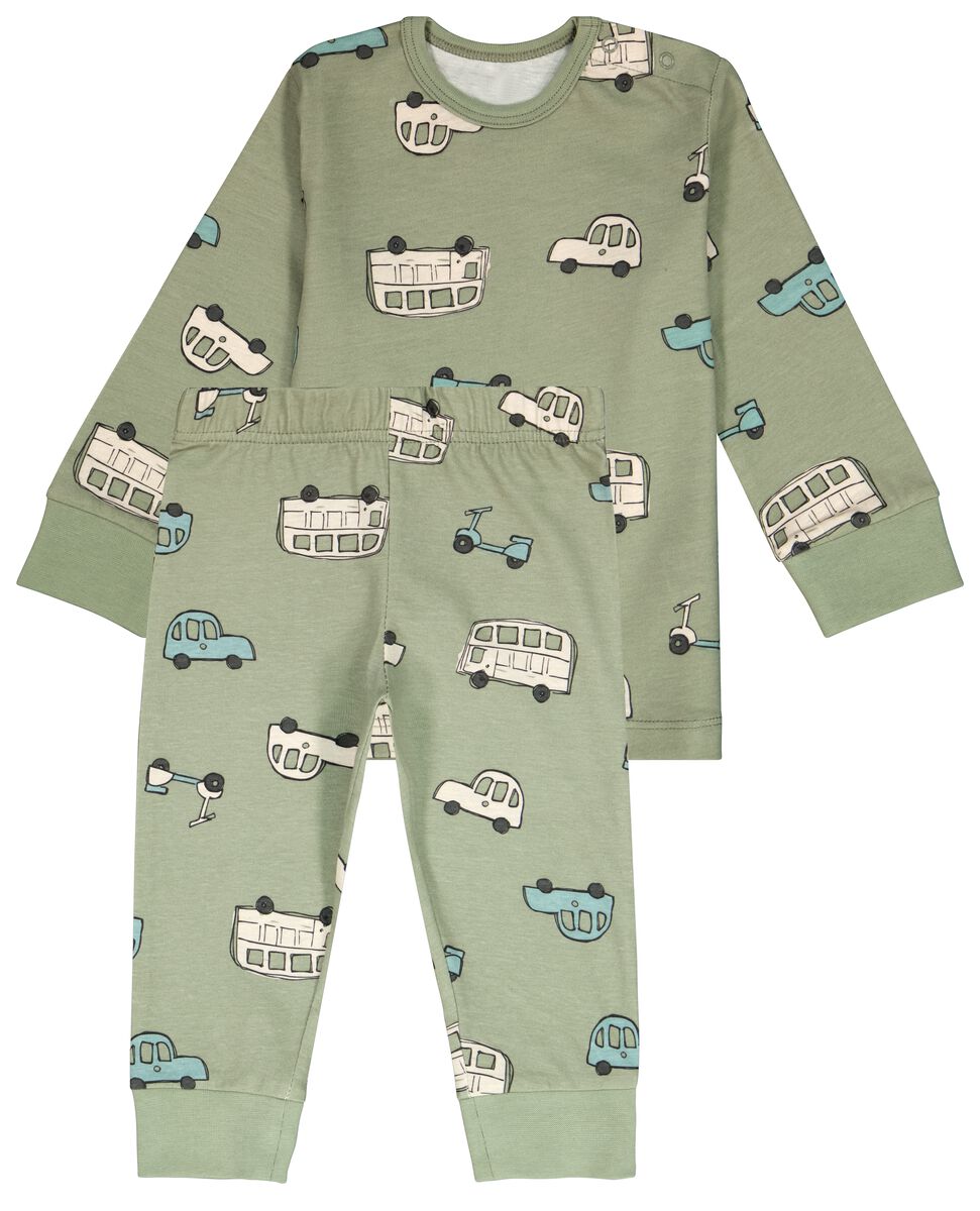 onderschrift Laboratorium servet baby pyjama katoen auto groen - HEMA