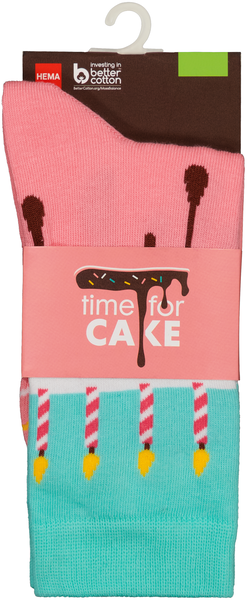 sokken met katoen time for cake roze roze - 1000029353 - HEMA