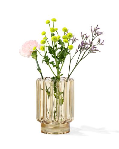 vaas Ø12x18cm glas ribbel geel - 13324168 - HEMA