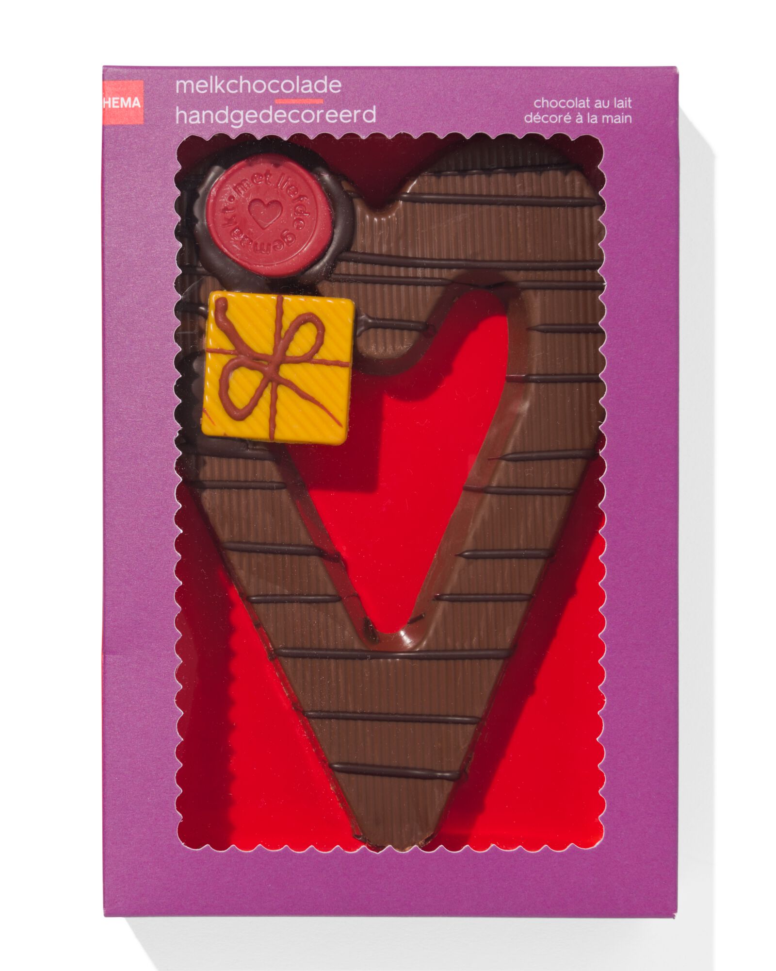 handgedecoreerde melkchocolade hart 200gram - 24427030 - HEMA