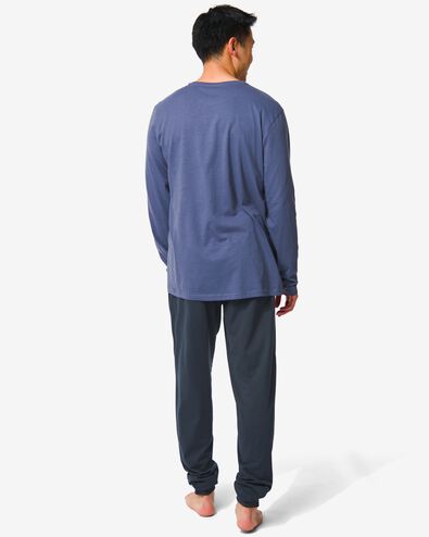 heren pyjama katoen  donkerblauw XL - 23682544 - HEMA