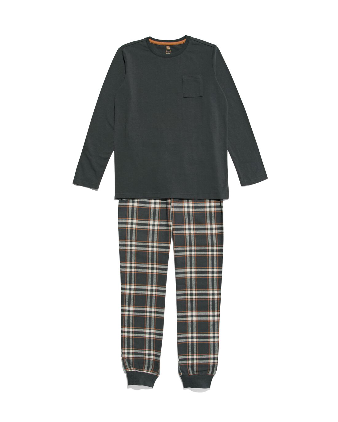 HEMA Kinder Pyjama Flanel-jersey Met Ruiten Donkergrijs (donkergrijs)