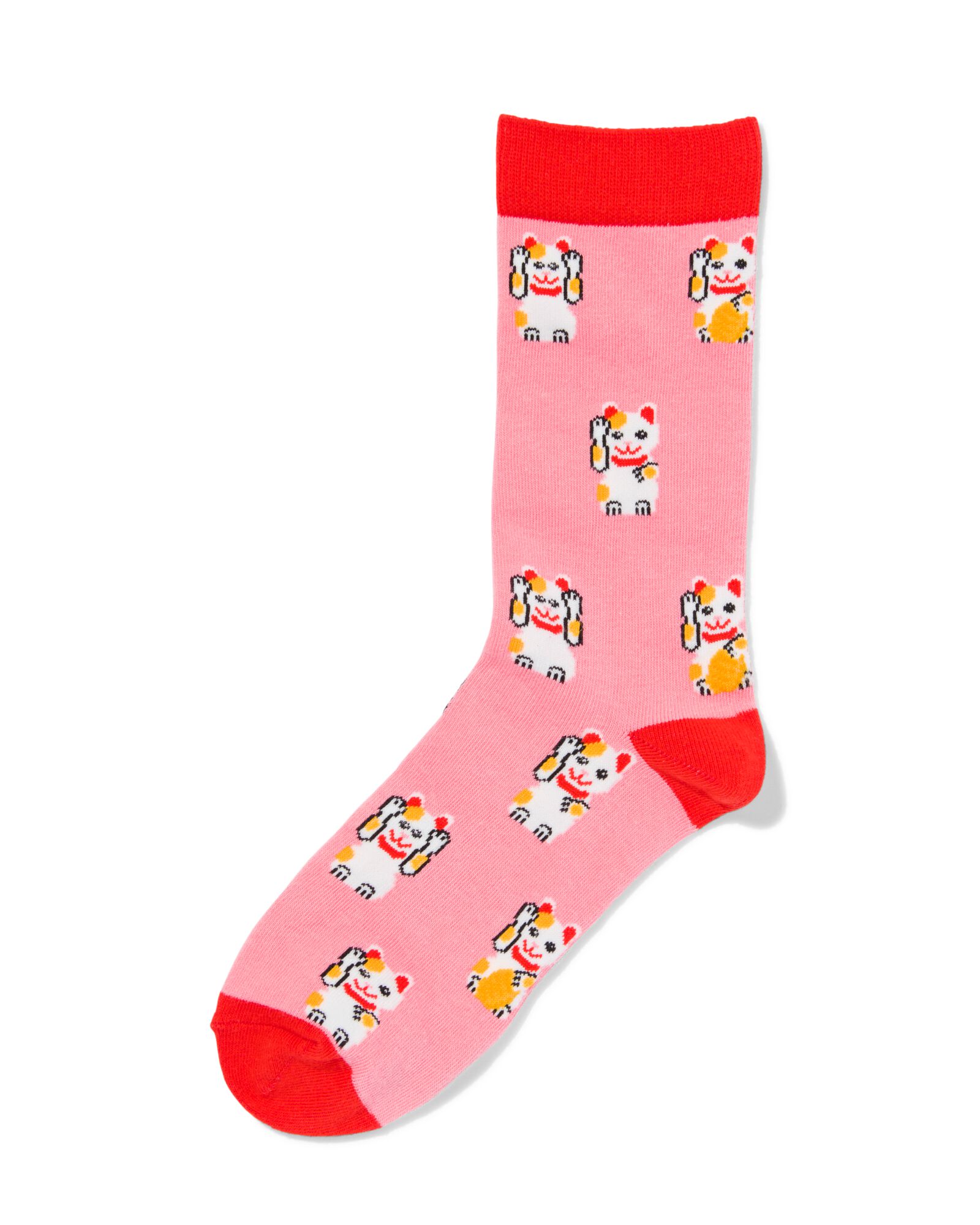 sokken met katoen lucky cat roze roze - 4141125PINK - HEMA