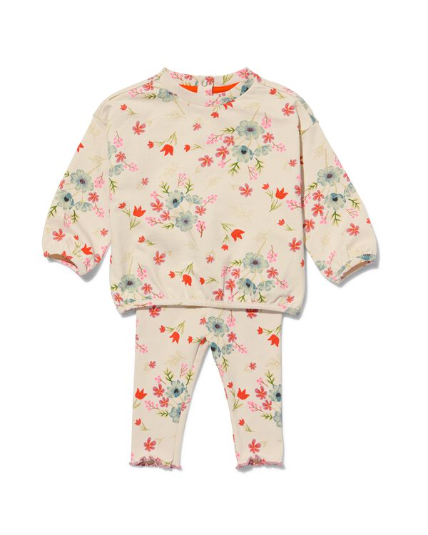 baby kledingset trui en legging bloemen ecru ecru - 33004450ECRU - HEMA