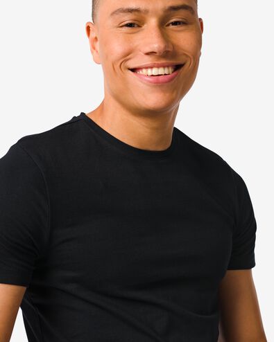 heren t-shirt slim fit o-hals extra lang zwart M - 34276854 - HEMA
