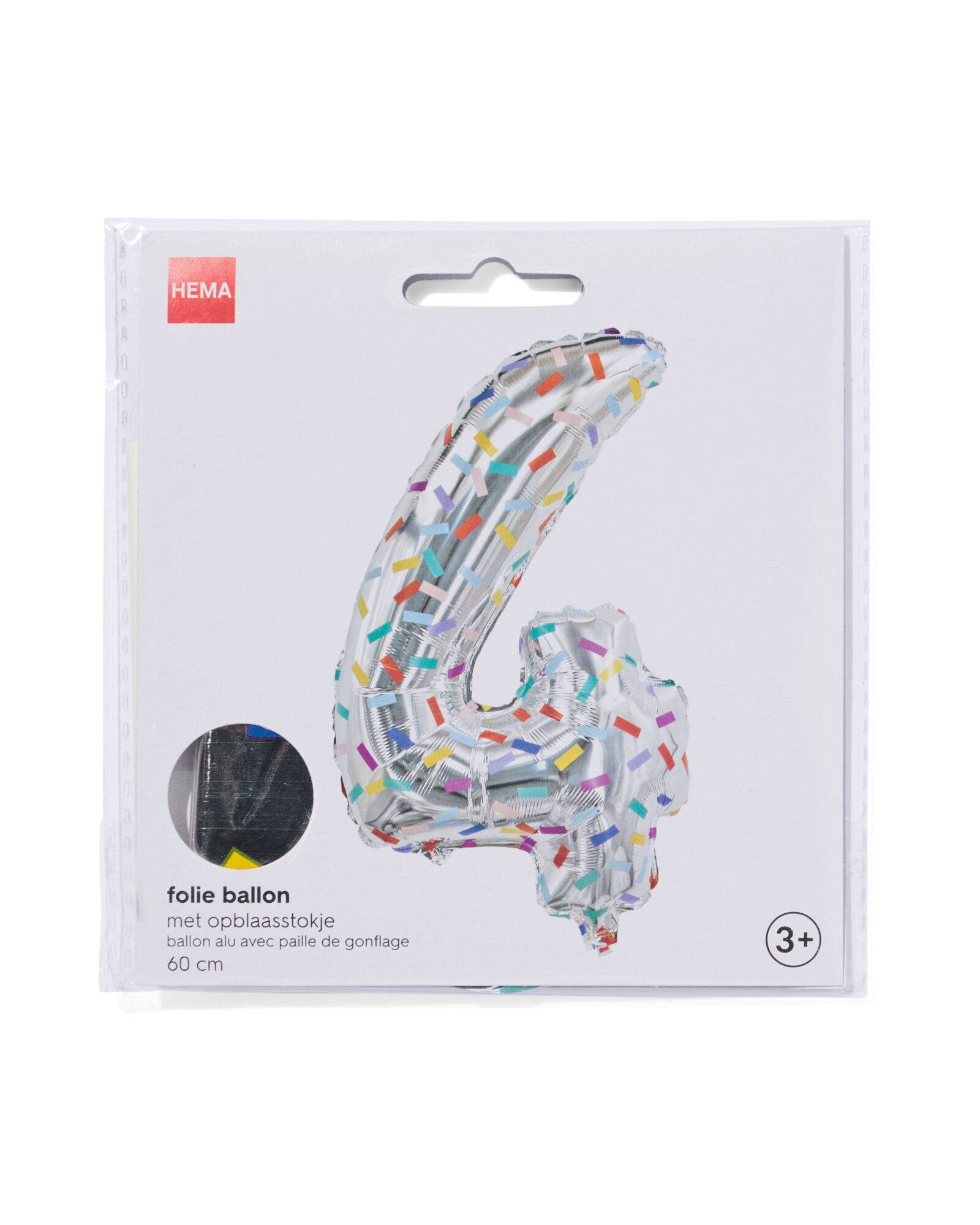 folieballon cijfer 4 confetti XL - 14250031 - HEMA