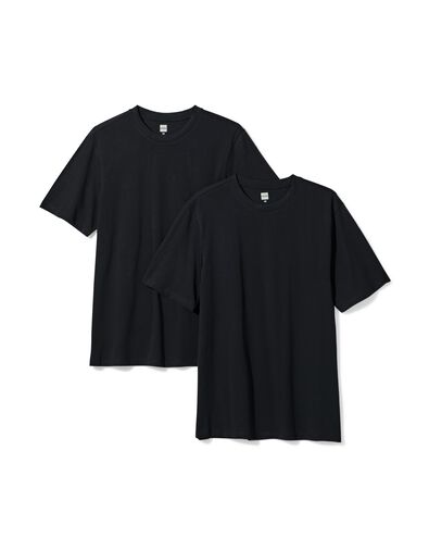 heren t-shirt regular fit o-hals - 2 stuks zwart XL - 34277036 - HEMA