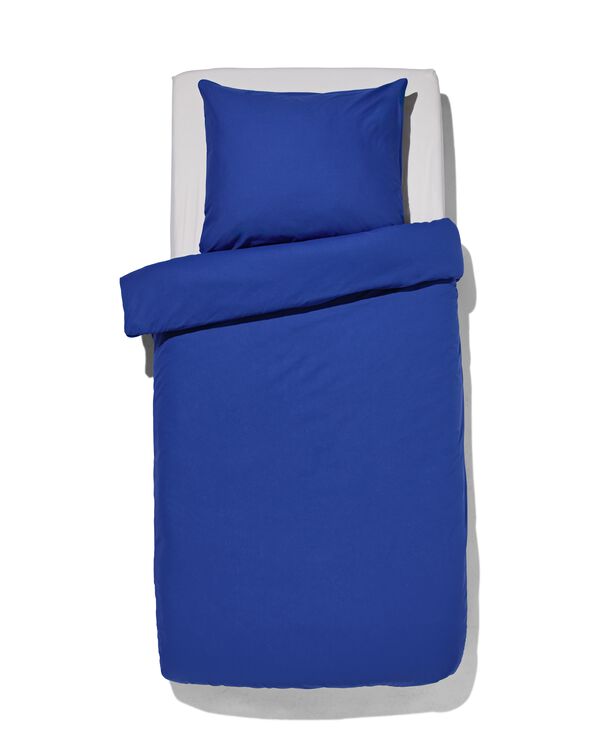dekbedovertrek zacht katoen 140x200/220 kobalt blauw - 5750061 - HEMA