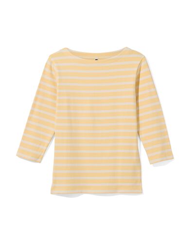 dames t-shirt Cara met boothals en strepen geel geel - 36351670YELLOW - HEMA