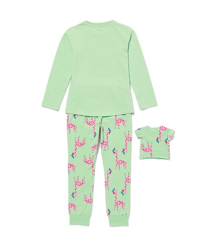 kinder pyjama stretch katoen giraf en poppennachtshirt groen 122/128 - 23031583 - HEMA