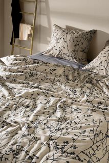 Dekbedovertrek Flanel 240x200/220 Bloemen Beige (grijs)