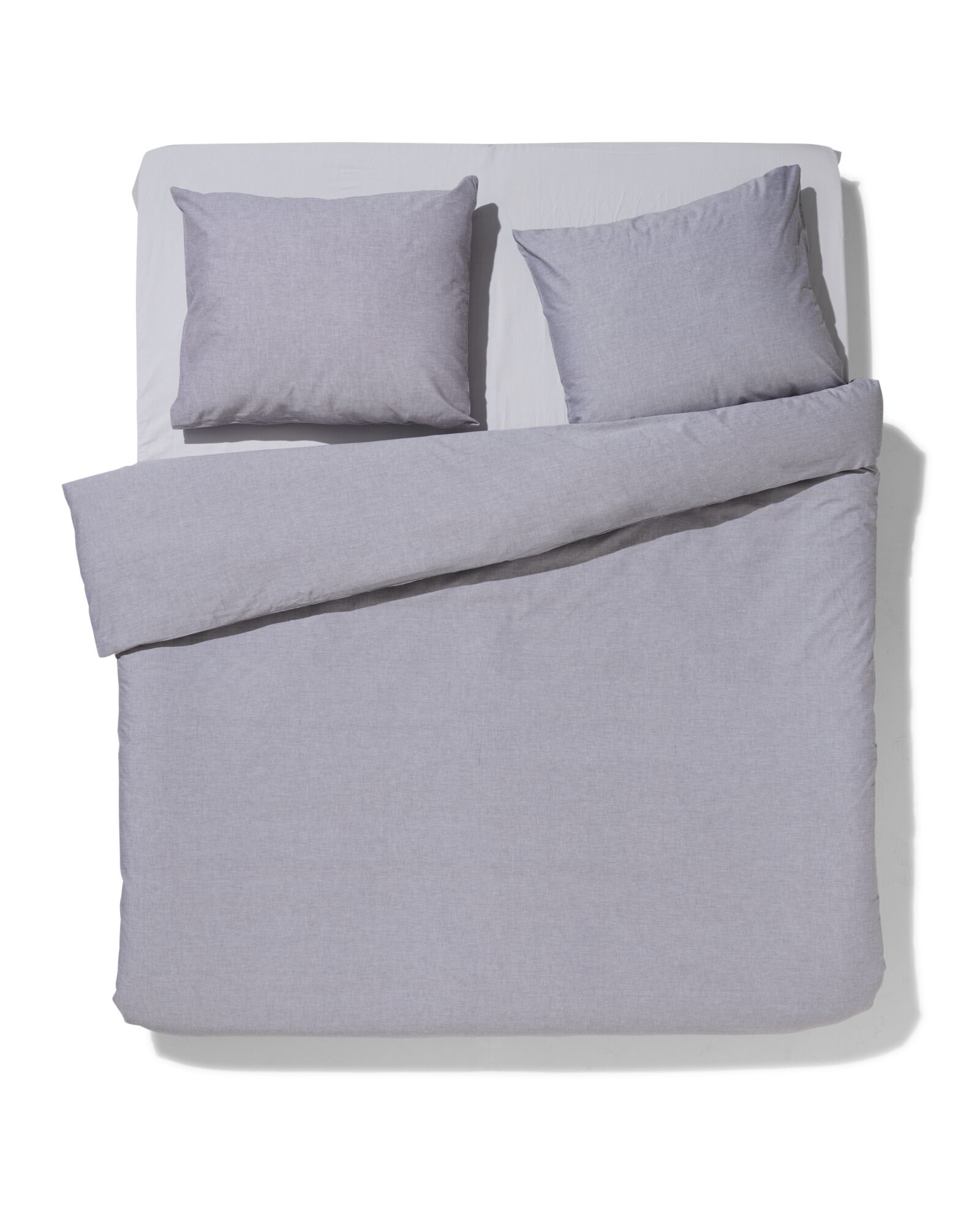 dekbedovertrek chambray 200x200/220 lichtgrijs - 5790228 - HEMA