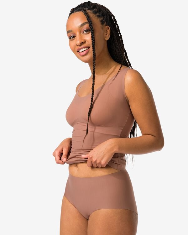 medium corrigerende damesslip hoge taille middenbruin middenbruin - 1000022958 - HEMA