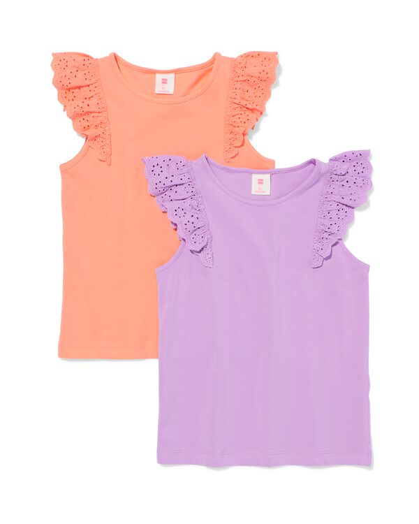 kindersinglet - 2 stuks perzik perzik - 30812854PEACH - HEMA