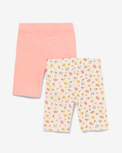 Moedig vaas Uitlijnen korte kinder leggings met ribbels - 2 stuks roze - HEMA
