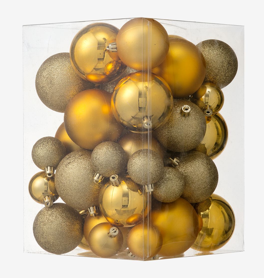 kerstballen gerecycled plastic goud - 44 stuks - 25100880 - HEMA