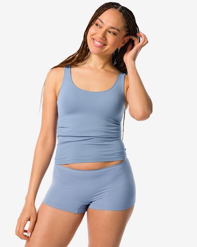 damesboxer naadloos micro middenblauw middenblauw - 19680545MIDBLUE - HEMA