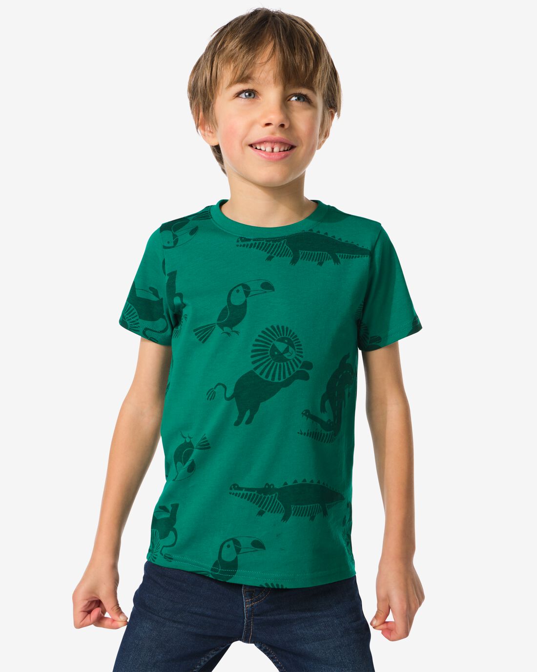 HEMA Kinder T-shirts Dieren 2 Stuks Groen (groen)