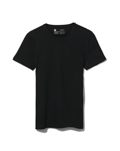 heren t-shirt regular fit o-hals - 2 stuks zwart M - 34277034 - HEMA