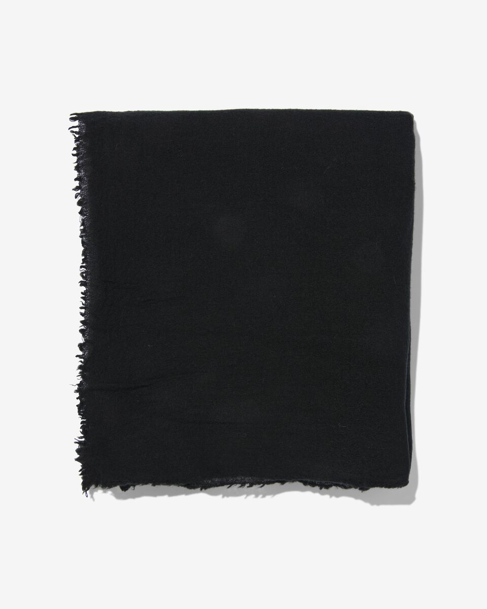 dames sjaal met wol 200x60 zwart - 1790025 - HEMA