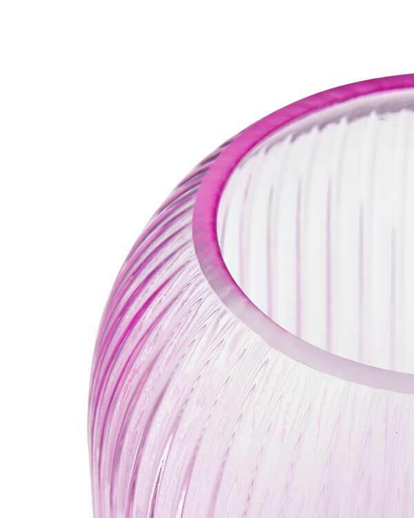 glazen vaas met ribbels Ø16x28 lila - 13323001 - HEMA