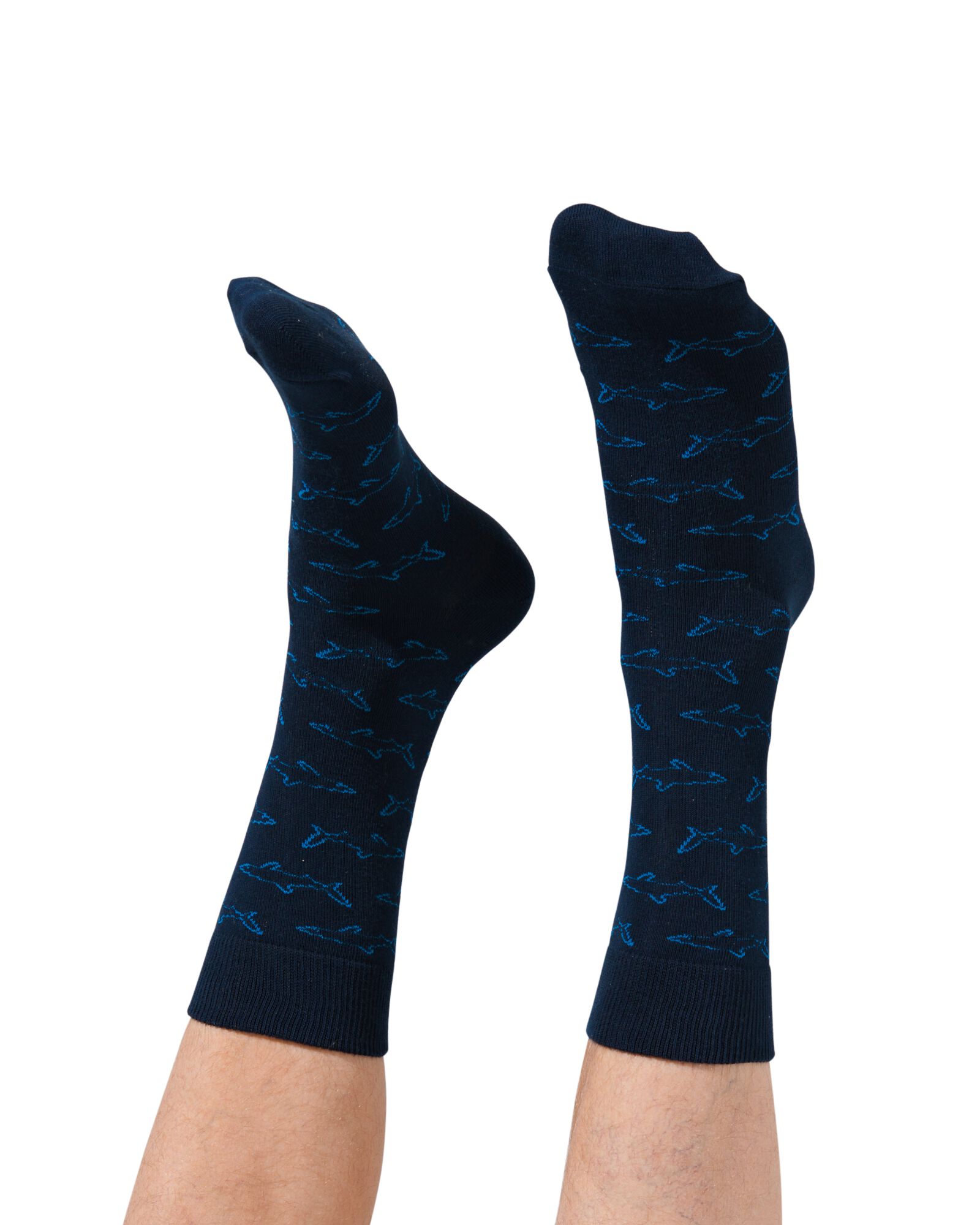 heren sokken met katoen haaien - 2 paar blauw blauw - 1000030644 - HEMA