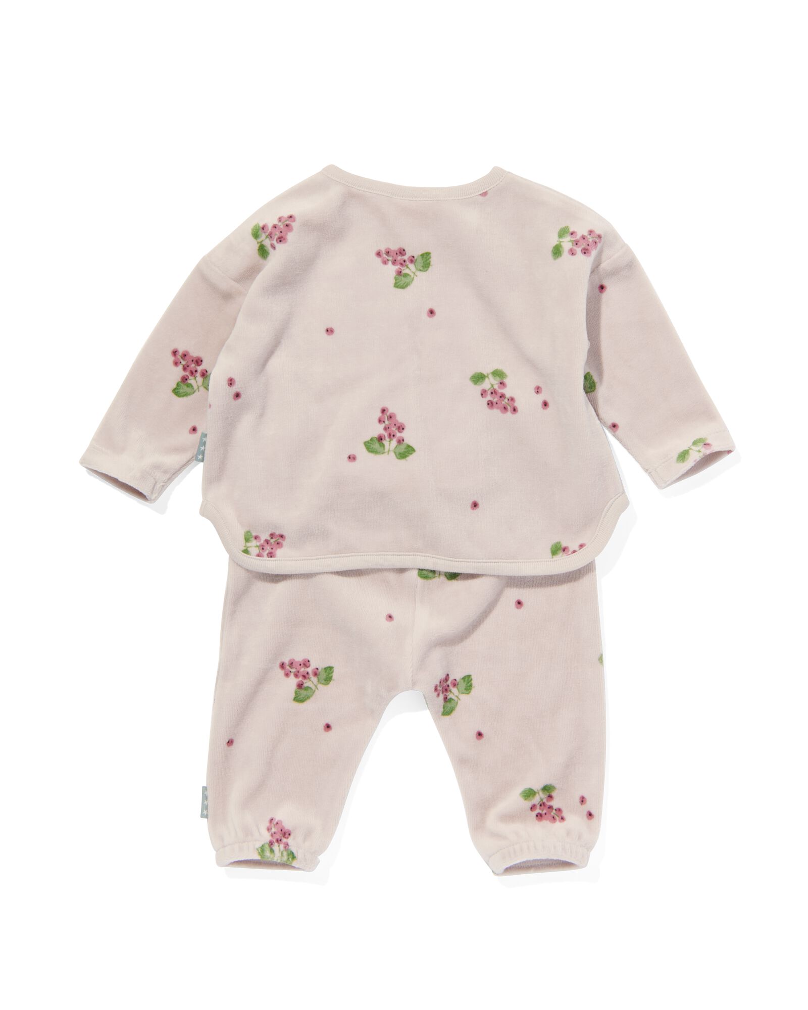newborn kledingset sweater en broek met bessen lichtgrijs lichtgrijs - 33475110LIGHTGREY - HEMA